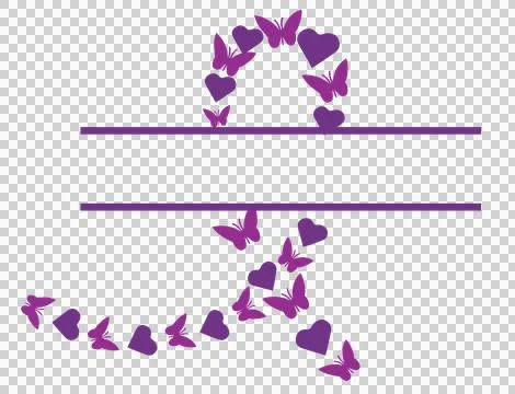 Monogram Frame Decorating With Butterflies And Hearts Stock Illustration