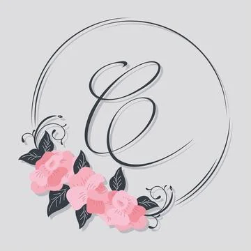 Monogram frame with roses Stock Illustration