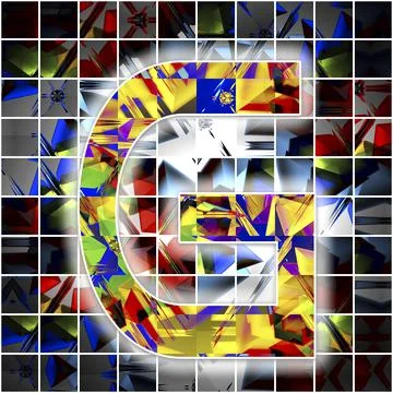 Monogram G with kaleidoscope pattern Stock Illustration