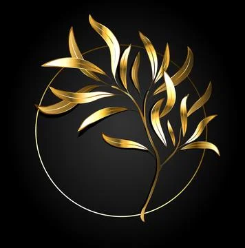 Monogram with golden willow twig Stock Illustration