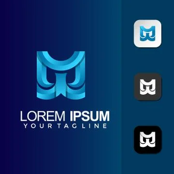 Monogram Gradient MW Shield Logo Template イラスト素材