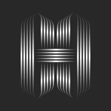 Monogram H letter initial logo linear 3d effect, silver gradient parallel t.. Stock Illustration