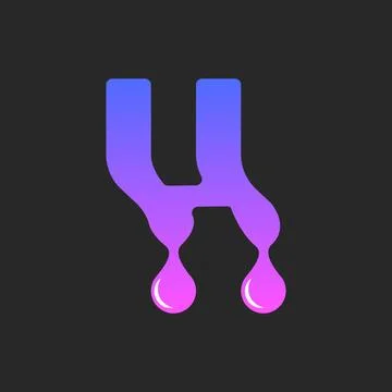 Monogram H logo concept: letter with flowing drops shape of liquid pink and.. Stock Illustration