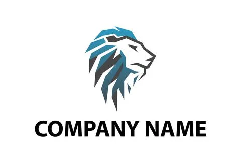 Monogram Head Lion Logo Design	 Stock Illustration