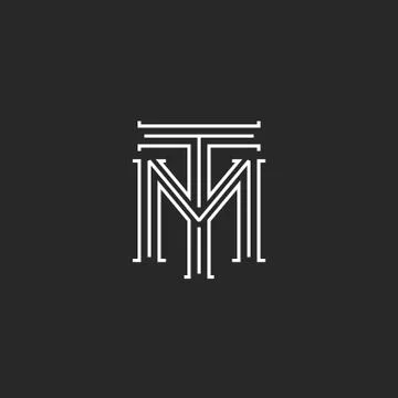 Monogram hipster initials TM logo letters, overlapping connection couple merg Stock Illustration
