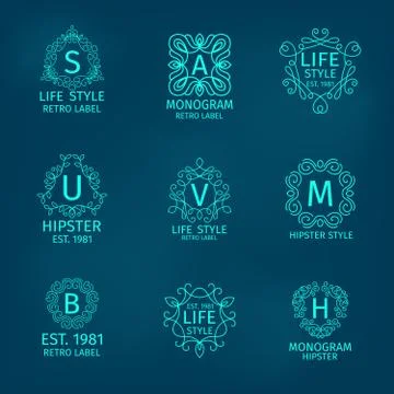 Monogram Hipster Set Stock Illustration