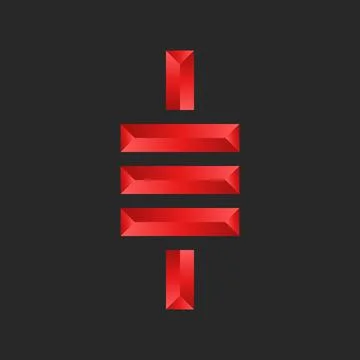 Monogram IE or EI initials 3d logo red gradient color on the black, overlappi Stock Illustration