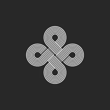 Monogram infinity logo, geometric linear loop design element, parallel thin l 스톡 일러스트