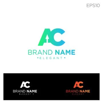 Monogram initial ac, ac, ac logo template black color vector illustration Stock Illustration