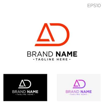 Monogram initial ad, ad, ad logo template black color vector illustration Stock Illustration