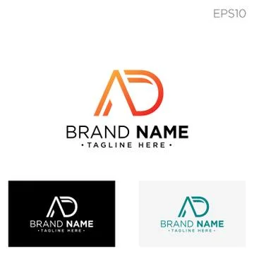 Monogram initial ad, ad, ad logo template black color vector illustration Stock Illustration