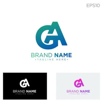 Monogram initial ag, ga logo template black color vector illustration Stock Illustration