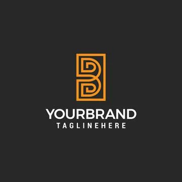 Monogram initial B Logo with square frame line art vector illustration Stock Illustration