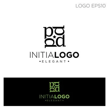 Monogram initial b or d logo template black color vector illustration Stock Illustration