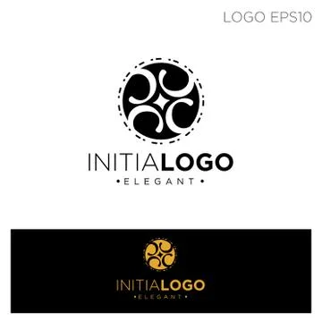 Monogram initial c, cc, c logo template black color vector illustration Stock Illustration