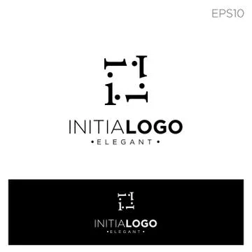 Monogram initial i, ii, i logo template black color vector illustration Stock Illustration
