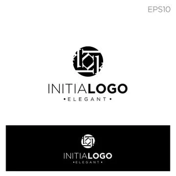 Monogram initial k, kk, k logo template black color vector illustration Stock Illustration