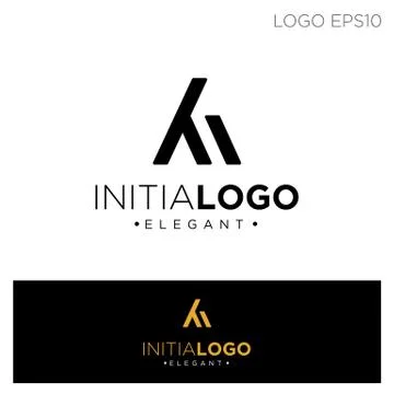 Monogram initial ka, ak, a,k logo template black color vector illustration Stock Illustration