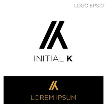 Monogram initial ka, ak, a,k logo template black color vector illustration Stock Illustration