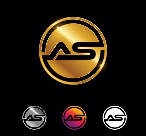 Monogram Initial Letter AS Sign Stock Illustration