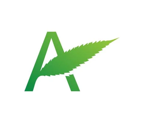 Monogram Initial Medicine cannabis leaf letter A Stock Illustration