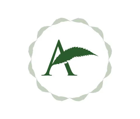 Monogram Initial Medicine cannabis leaf letter A Stock Illustration