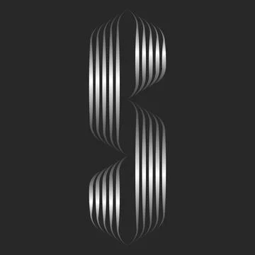 Monogram initial S letter logo linear pattern, 3d effect metal gradient par.. Stock Illustration