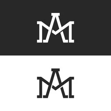 Monogram initials AM or MA letters logo design mockup, overlapping two capita Stock Illustration