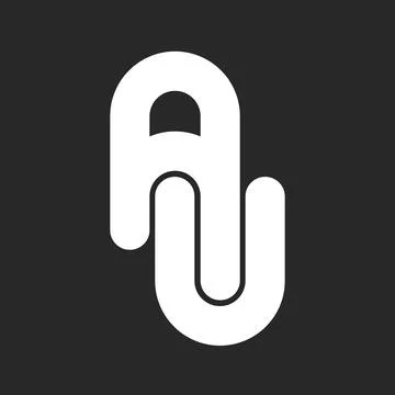 Monogram initials AU or UA letters logo bold font, union of two rounded lette Stock Illustration