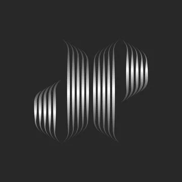 Monogram initials DP or PD letters logo linear pattern, 3d effect silver gr.. Stock Illustration