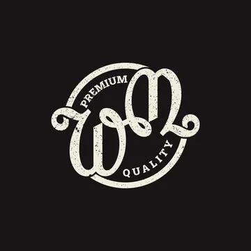 Monogram Initials MW WM, Letter W M Circular logo design Illustrazione stock