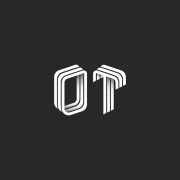 Monogram initials OT logo isometric geometric shape, combination O T letters  Stock Illustration