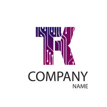 Monogram, inside which an electronic board is depicted, microcircuit Stock Illustration