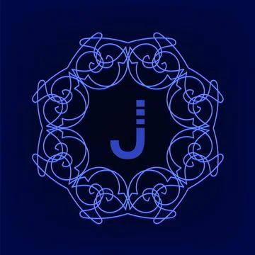 Monogram J Simple Monogram Design Template on Blue Background Copyright: x... Stock Photos