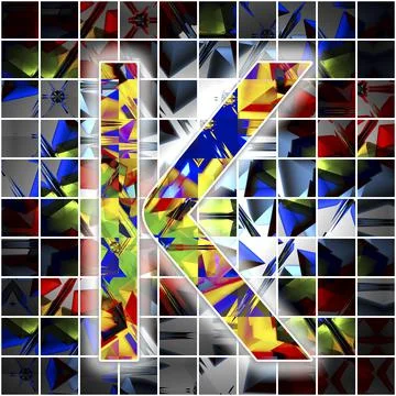 Monogram K with kaleidoscope pattern Illustrazione stock