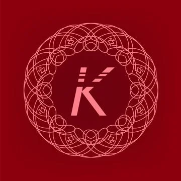 Monogram K Simple Monogram Design Template on Red Background Copyright: xZ... Stock Photos