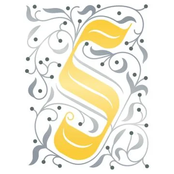 A monogram with a letter and curls. Stock Illustration