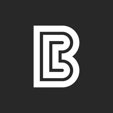 Monogram letter B logo lines art, maze shape identity black and white emblem, Stock Illustration