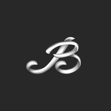 Monogram letter B logo, three-dimensional metallic identity initial symbol of Stock Illustration