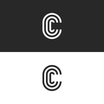 Monogram letter C logo CCC crest initials business card emblem, parallel line Stock Illustration