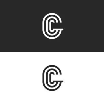 Monogram letter C logo CCC crest initials business card emblem, parallel line Stock Illustration
