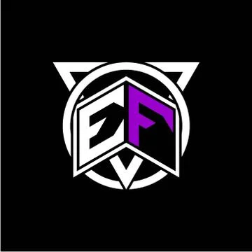 Monogram letter E F Diamonds decorated with circles and triangles are perfect Stock Illustration