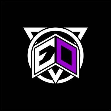 Monogram letter E O Diamonds decorated with circles and triangles are perfect Stock Illustration