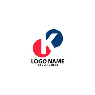 Monogram letter K uppercase with circle vector logo design Illustrazione stock