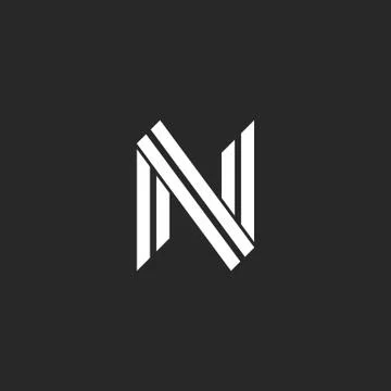 Monogram letter N logo design two parallel lines hipster style Stock Illustration