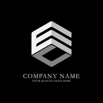 Monogram letter name EU logo design vector, e and U combination hexagon line art Stock Illustration