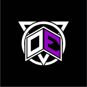 Monogram letter O E Diamonds decorated with circles and triangles are perfect Stock Illustration