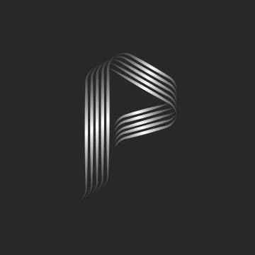 Monogram letter P logo initial minimal style typography design, smooth metall Illustrazione stock