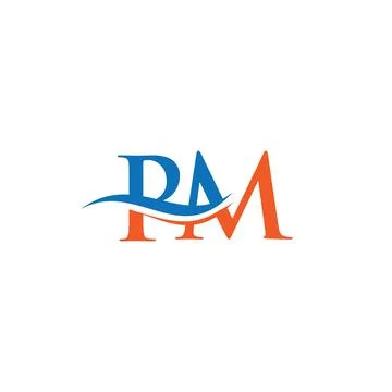 Monogram letter PM logo design Vector. PM letter logo design with modern tren Stock Illustration