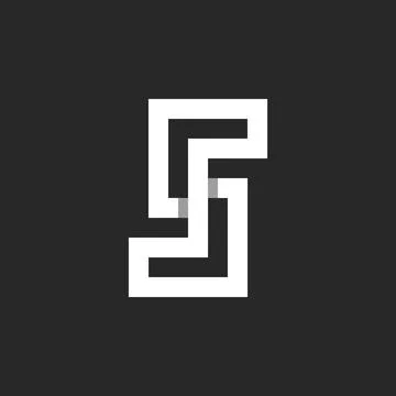 Monogram letter S logo from intertwined lines under a straight angle typogr.. Stock Illustration